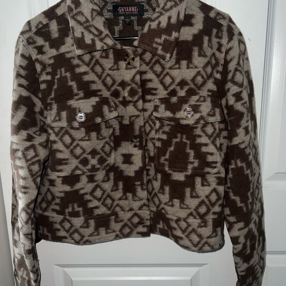 Shyanne Brown and Cream Jacket with Wedtern Pattern